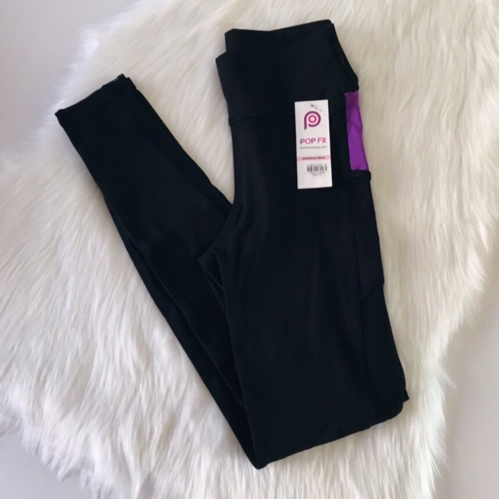 POP Fit Colorblock with Pocket Yoga Sport Pant Legging Small